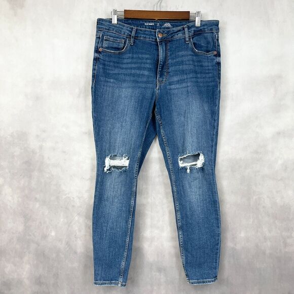 Old Navy Womens Jeans Size 12 Short High Rise Rockstar Super Skinny Distressed - Picture 1 of 11